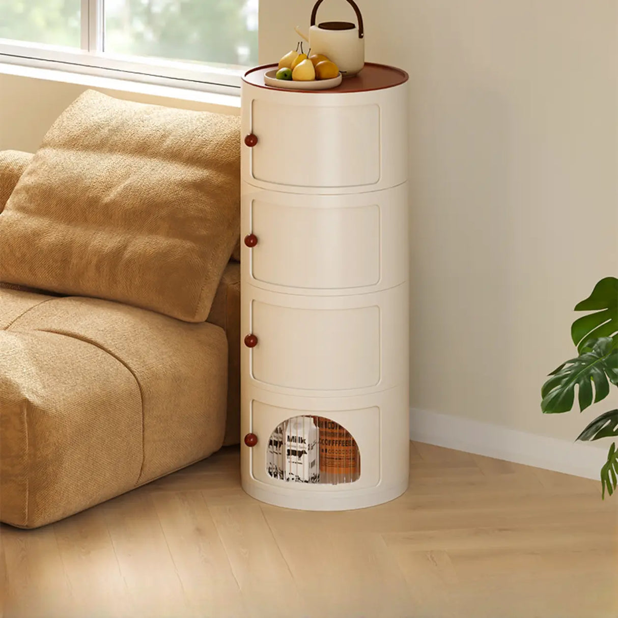 Narrow Length Kids Nightstand with Cabinets and Shelves Image - 9