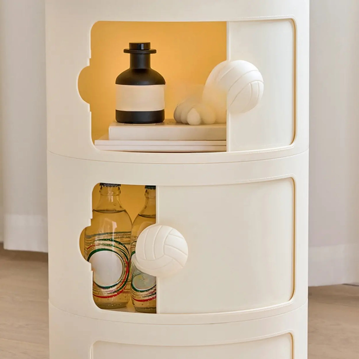 Narrow Length Kids Nightstand with Multi-Cabinets Image - 14