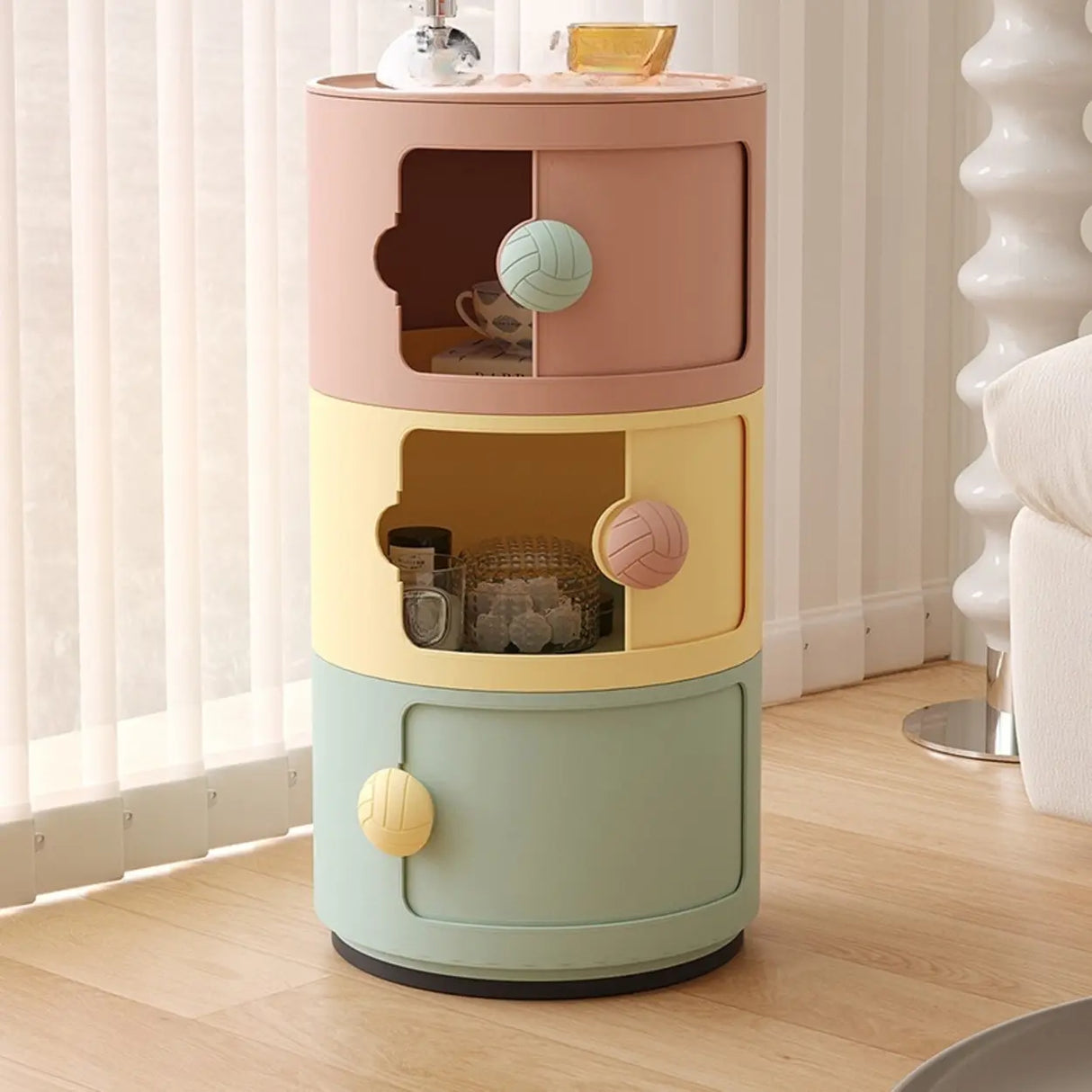 Narrow Length Kids Nightstand with Multi-Cabinets Image - 18