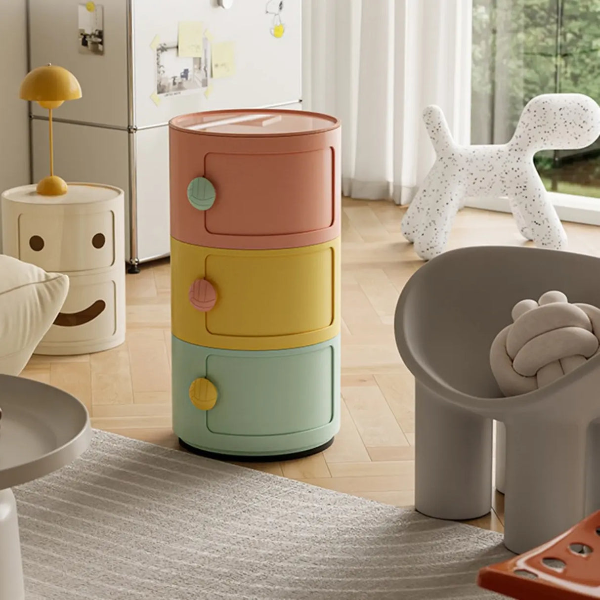 Narrow Length Kids Nightstand with Multi-Cabinets Image - 8