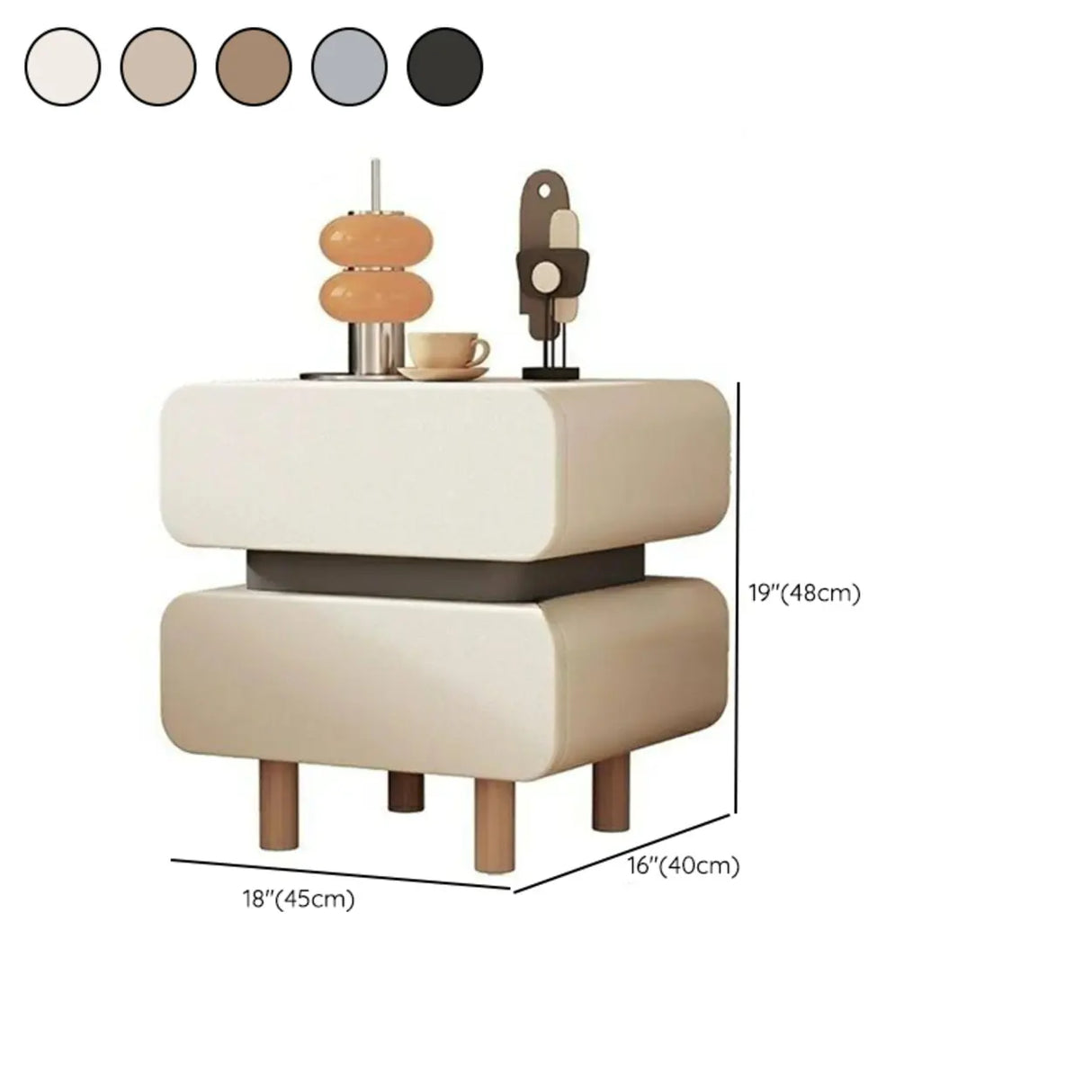 Narrow Length Short Height Leather Kids Nightstand Image - 11