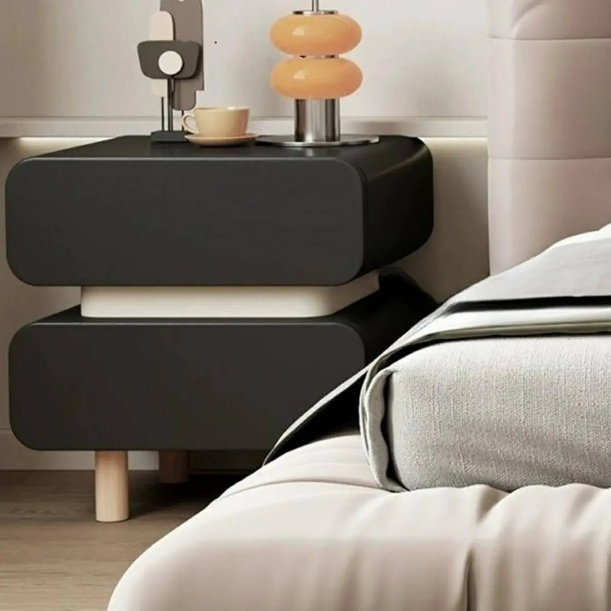 Narrow Length Short Height Leather Kids Nightstand Image - 4