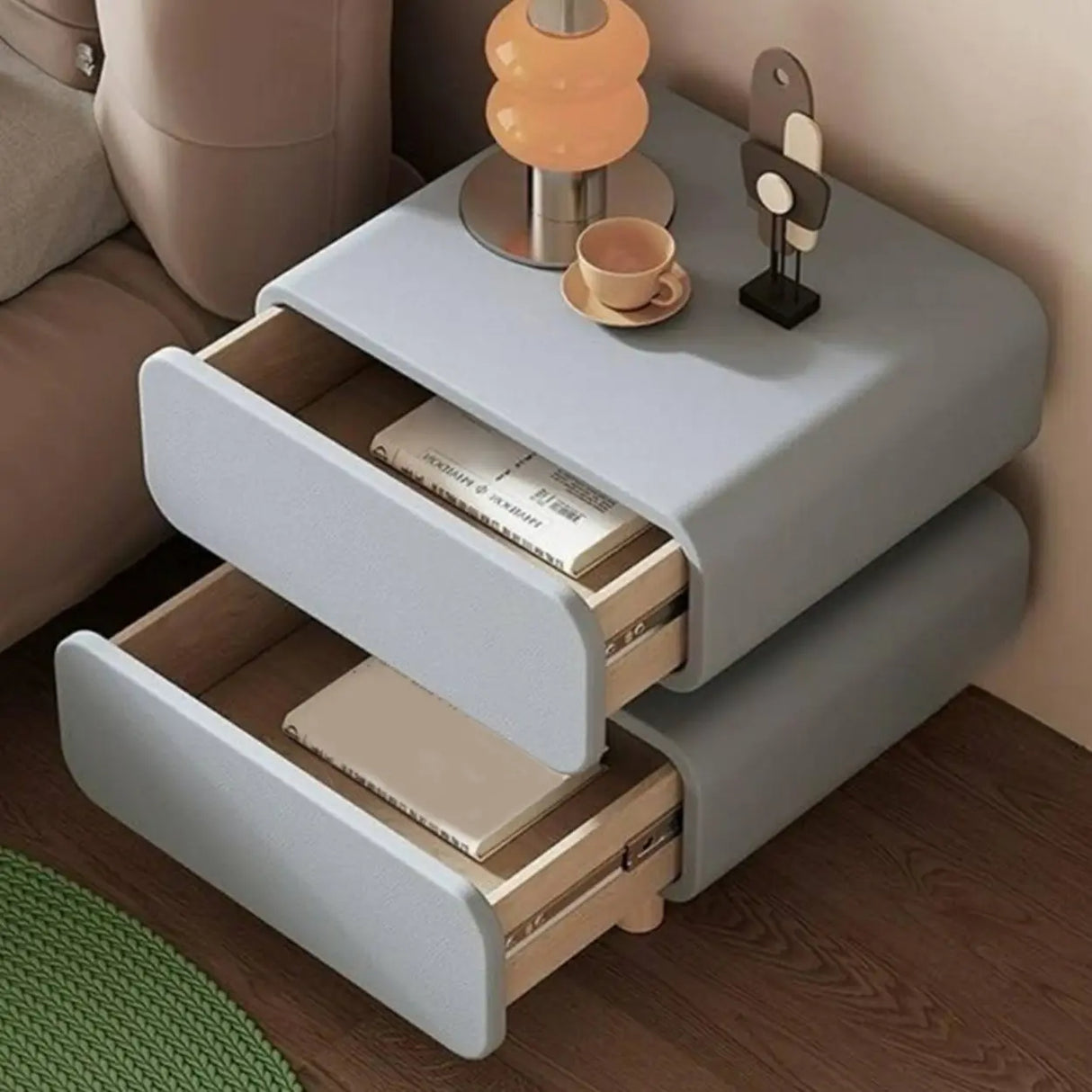 Narrow Length Short Height Leather Kids Nightstand Image - 5