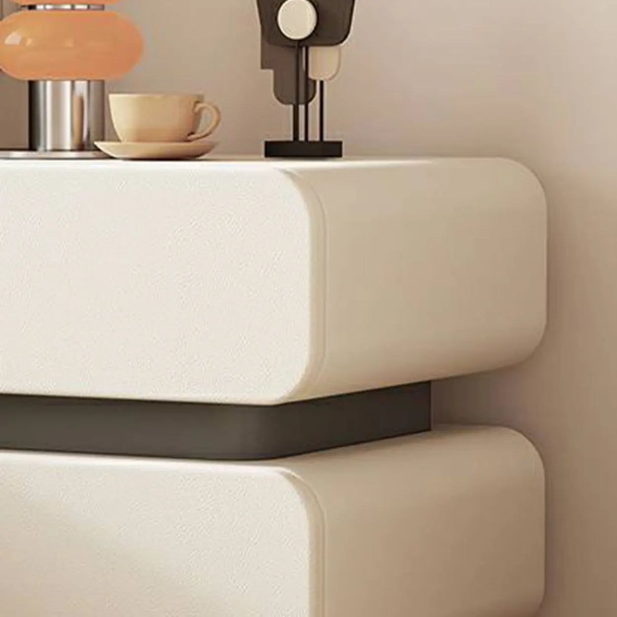 Narrow Length Short Height Leather Kids Nightstand Image - 6