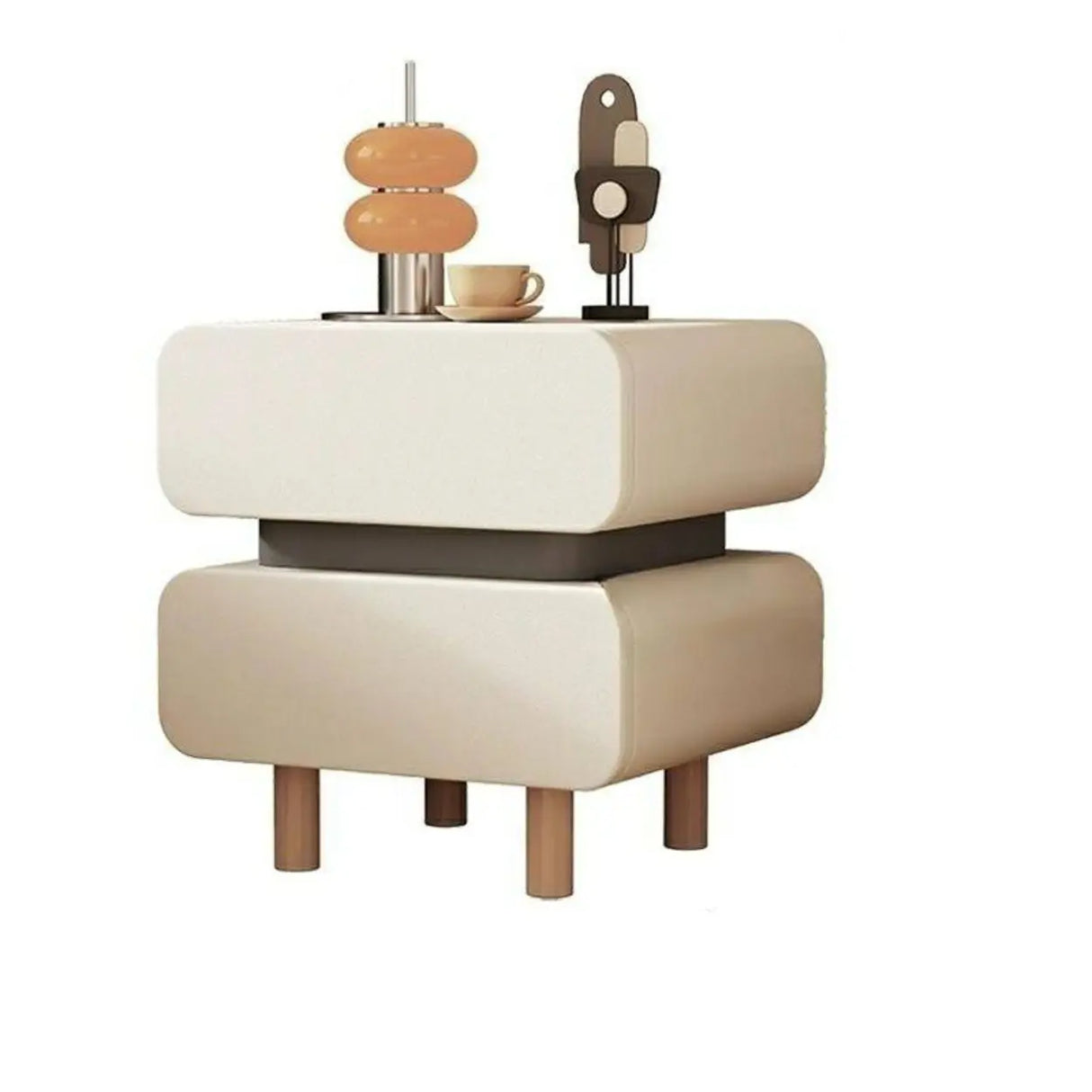 Narrow Length Short Height Leather Kids Nightstand Image - 7