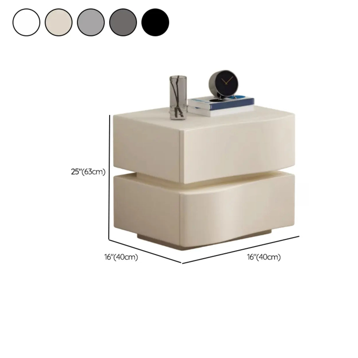 Narrow Length Wooden Kids Nightstand with Two Drawers Image - 13