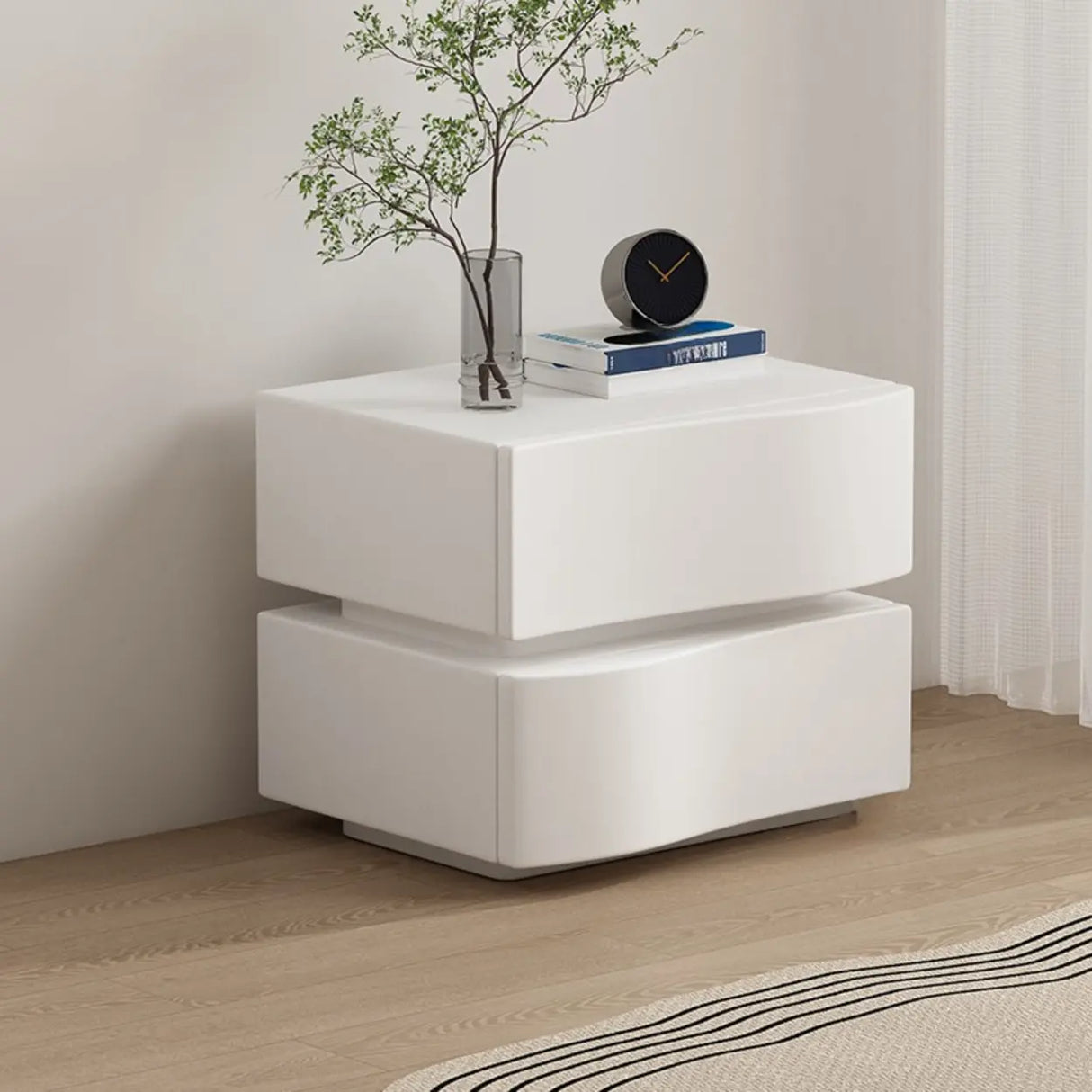 Narrow Length Wooden Kids Nightstand with Two Drawers Image - 3