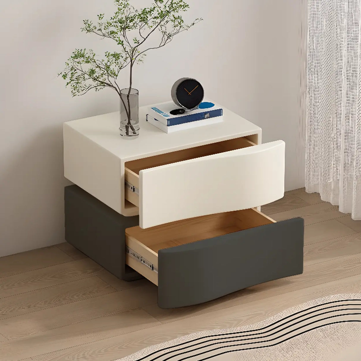 Narrow Length Wooden Kids Nightstand with Two Drawers Image - 4