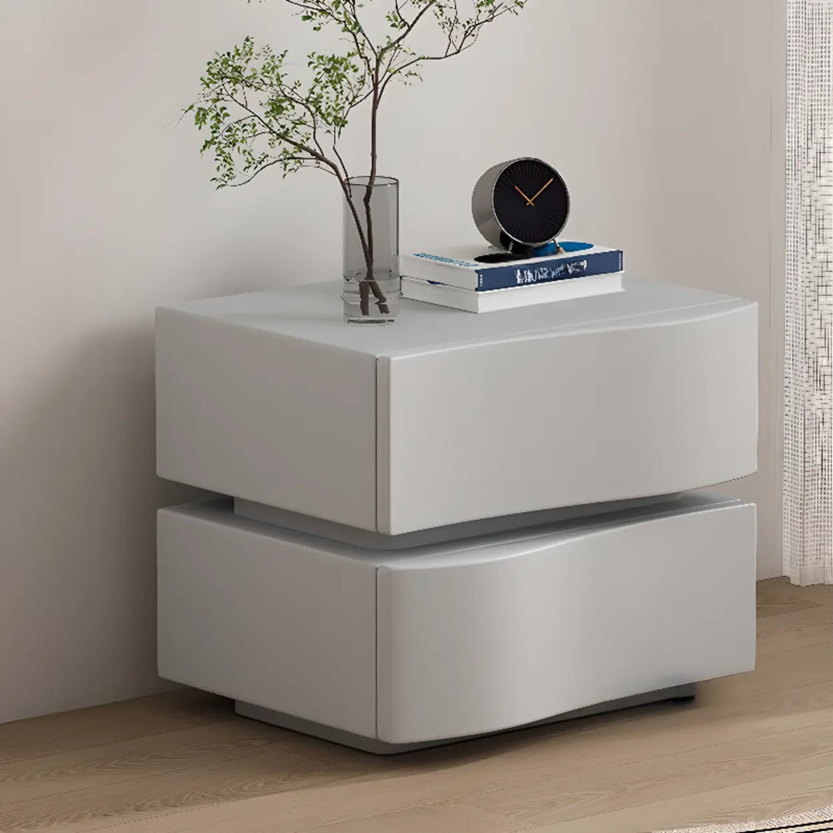 Narrow Length Wooden Kids Nightstand with Two Drawers Image - 5