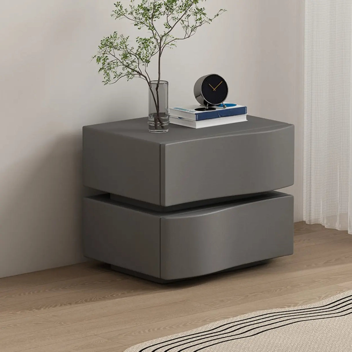 Narrow Length Wooden Kids Nightstand with Two Drawers Image - 7