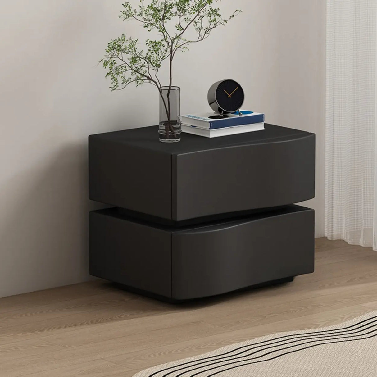 Narrow Length Wooden Kids Nightstand with Two Drawers Image - 9