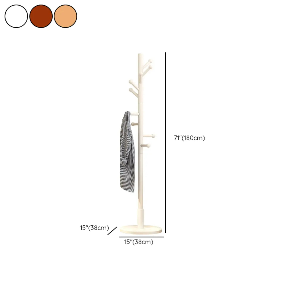 Narrow Minimalist Hooks Wood Natural Stand Tree Coat Rack 