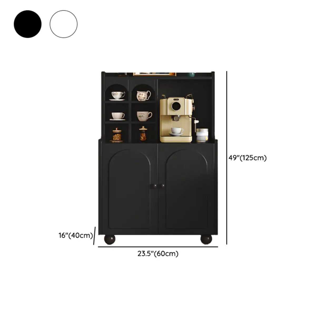 Narrow White Tall Open Storage Sideboard with Shelves 