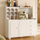 Narrow White Tall Open Storage Sideboard with Shelves Image - 4