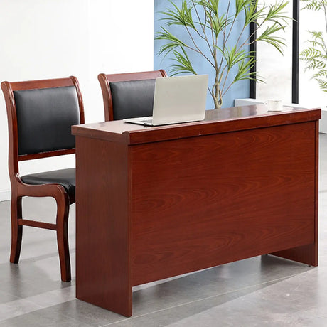 Narrow Wooden Computer Desk with Shelves Image - 1
