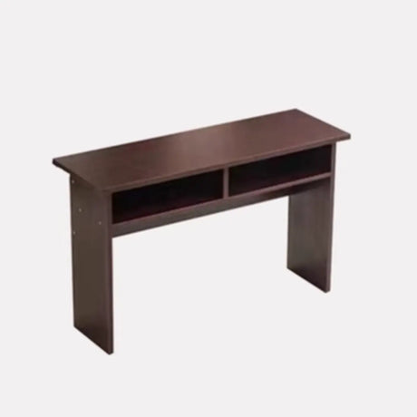 Narrow Wooden Computer Desk with Shelves Image - 2