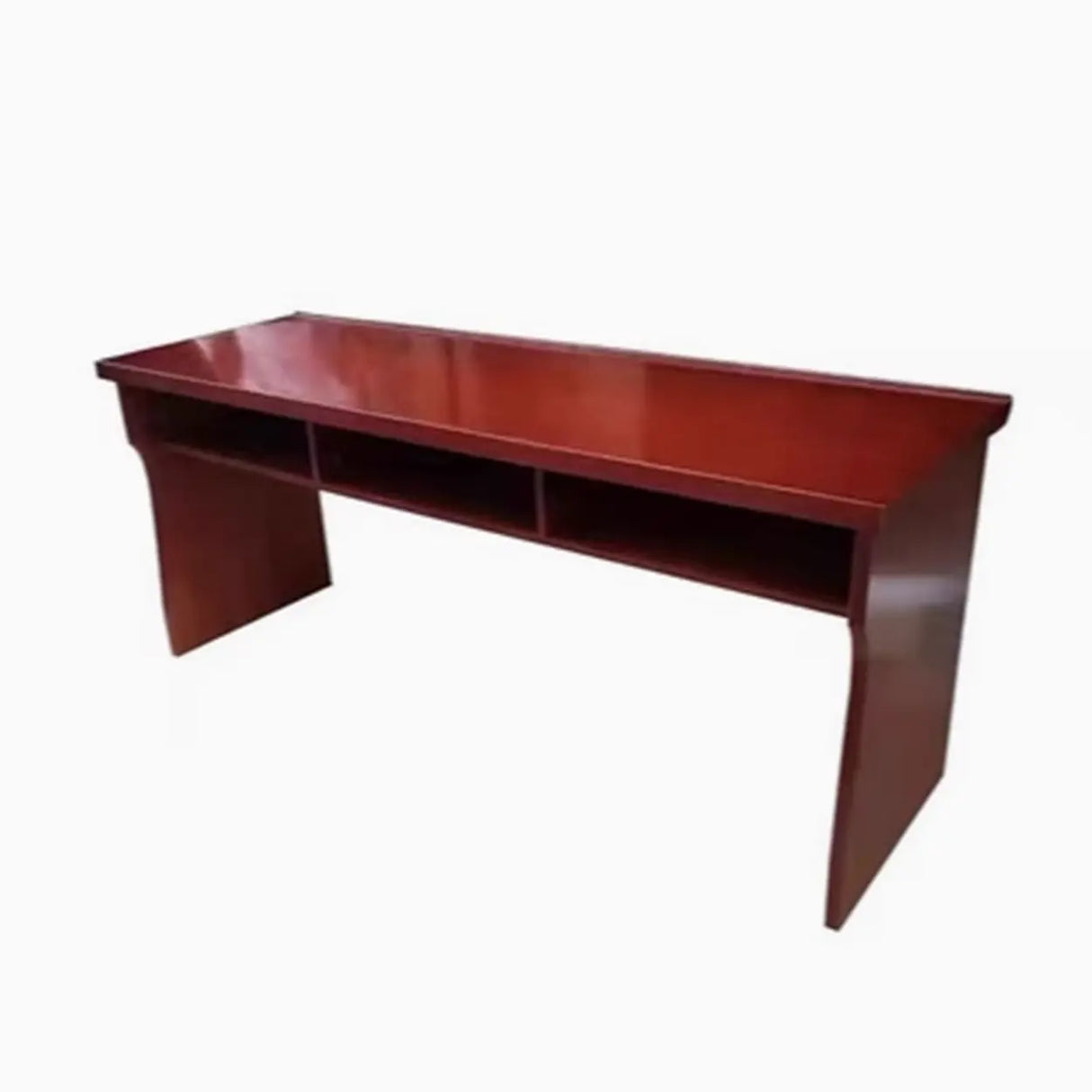Narrow Wooden Computer Desk with Shelves Image - 3