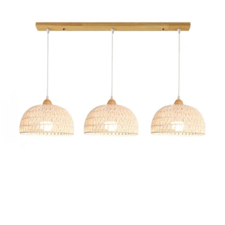 Natural 2- Light Adjustable Dome Island Pendant Light Image - 2