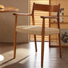 Natural Arm Chair Braided Rope Seat Wood Dining Chair Image - 2