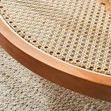 Natural Ash Wood Clear Glass Top Round Coffee Table Image - 11