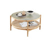 Natural Ash Wood Clear Glass Top Round Coffee Table Image - 4