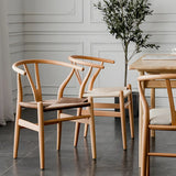 Natural Beech Wood Wishbone Back Dining Arm Chair Image - 1