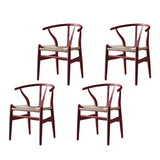 Natural Beech Wood Wishbone Back Dining Arm Chair Image - 12