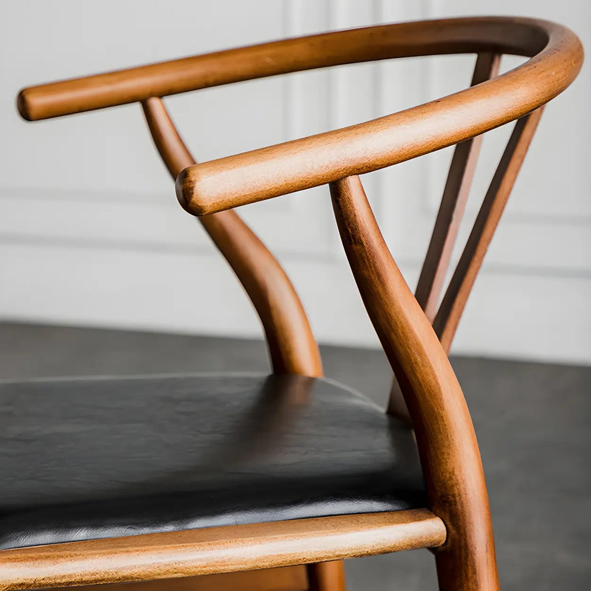Natural Beech Wood Wishbone Back Dining Arm Chair Image - 15