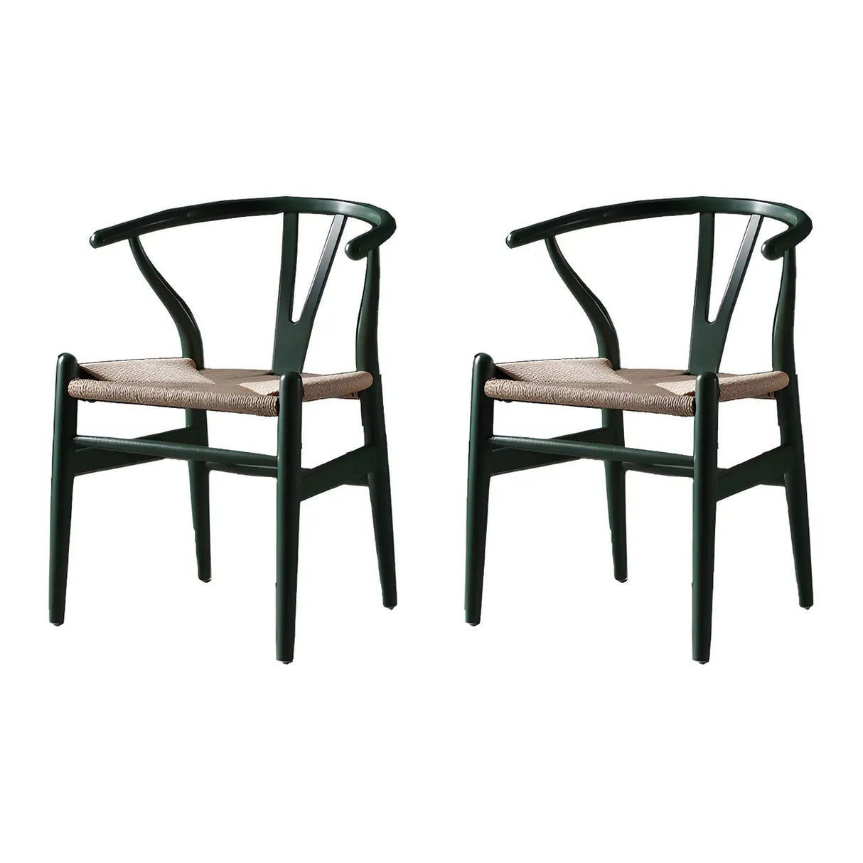 Natural Beech Wood Wishbone Back Dining Arm Chair Image - 16