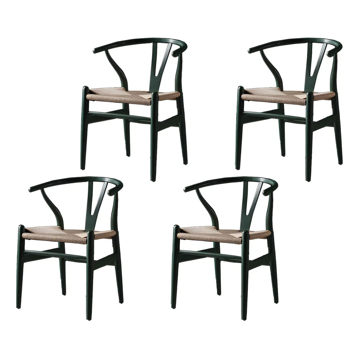 Natural Beech Wood Wishbone Back Dining Arm Chair Image - 18