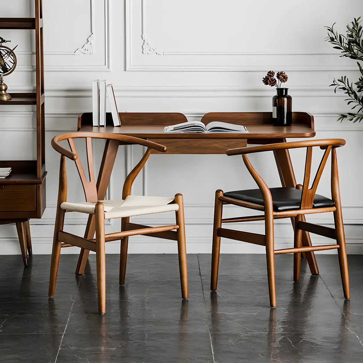 Natural Beech Wood Wishbone Back Dining Arm Chair Image - 3
