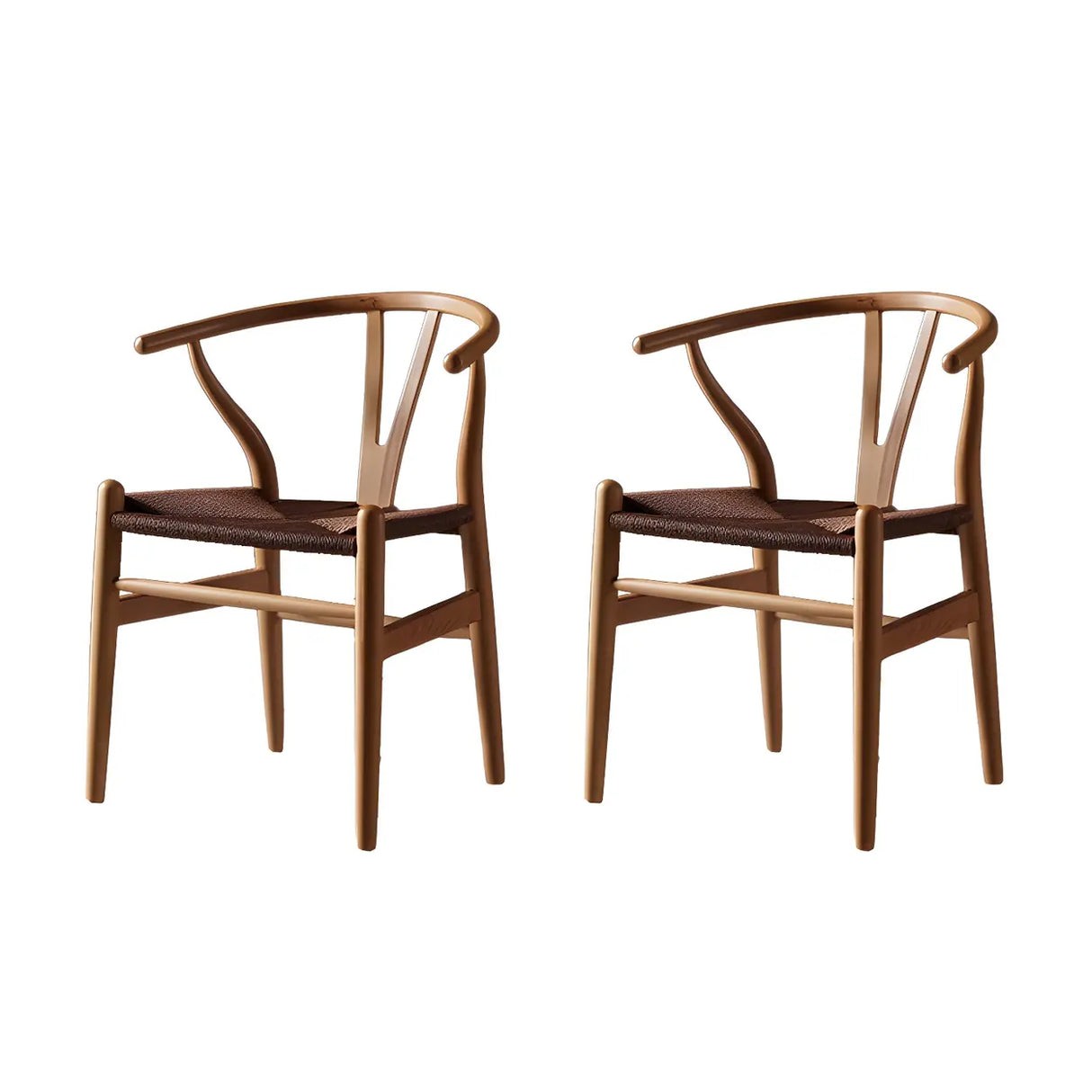 Natural Beech Wood Wishbone Back Dining Arm Chair Image - 31