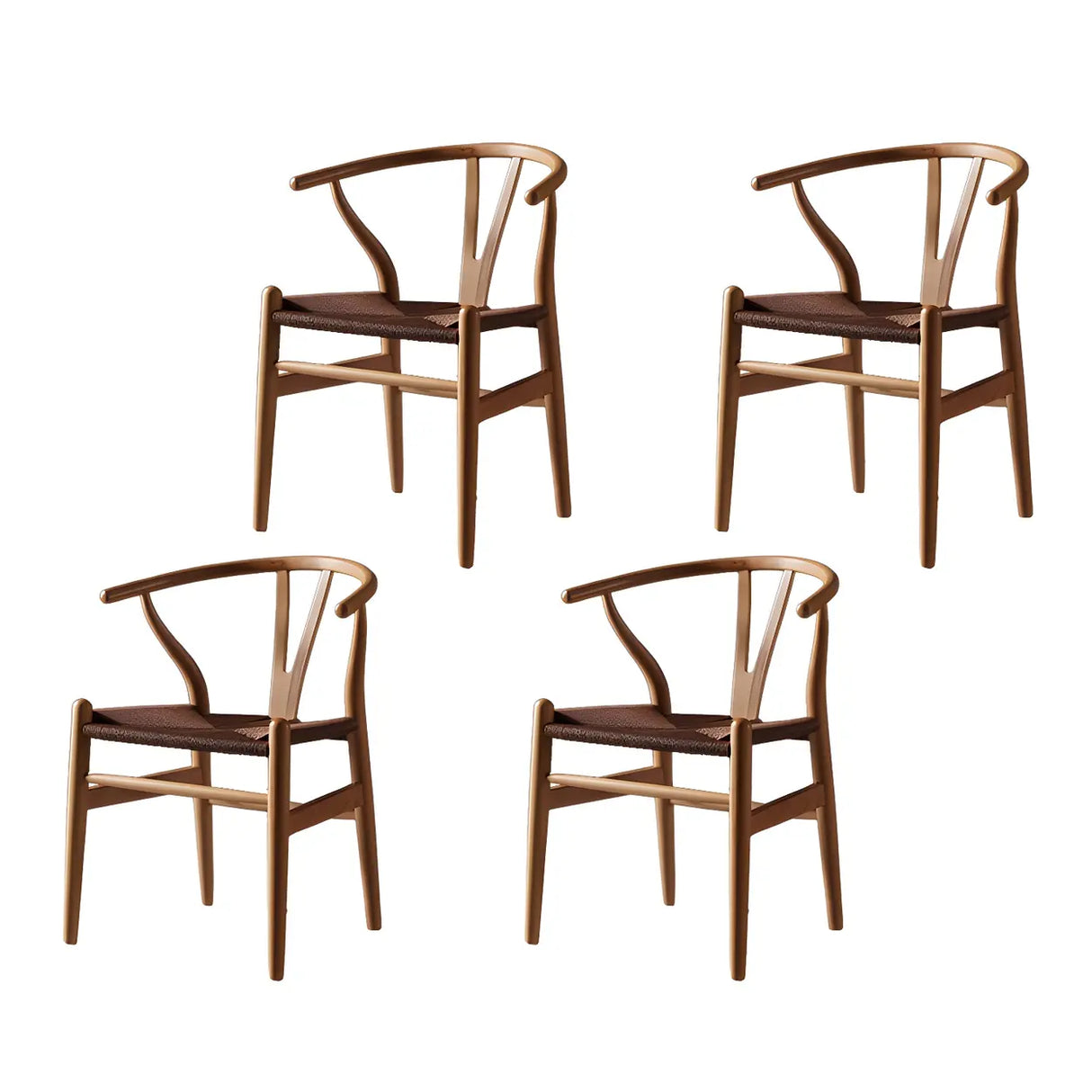 Natural Beech Wood Wishbone Back Dining Arm Chair Image - 32