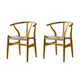 Natural Beech Wood Wishbone Back Dining Arm Chair Image - 43