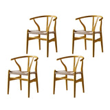Natural Beech Wood Wishbone Back Dining Arm Chair Image - 44