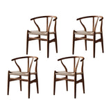 Natural Beech Wood Wishbone Back Dining Arm Chair Image - 47