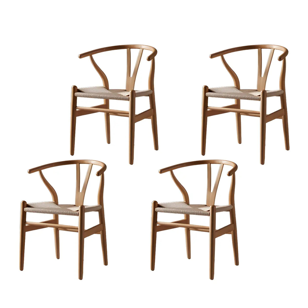Natural Beech Wood Wishbone Back Dining Arm Chair Image - 5
