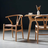 Natural Beech Wood Wishbone Back Dining Arm Chair Image - 6