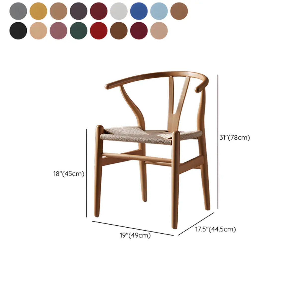Natural Beech Wood Wishbone Back Dining Arm Chair 