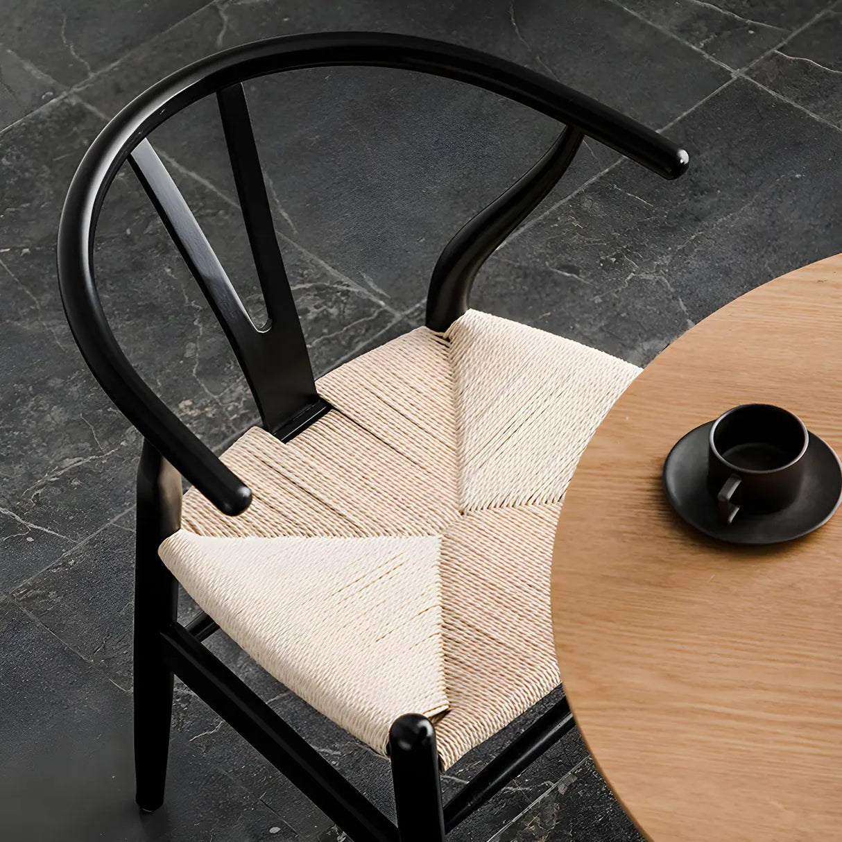 Natural Beech Wood Wishbone Back Dining Arm Chair Image - 7