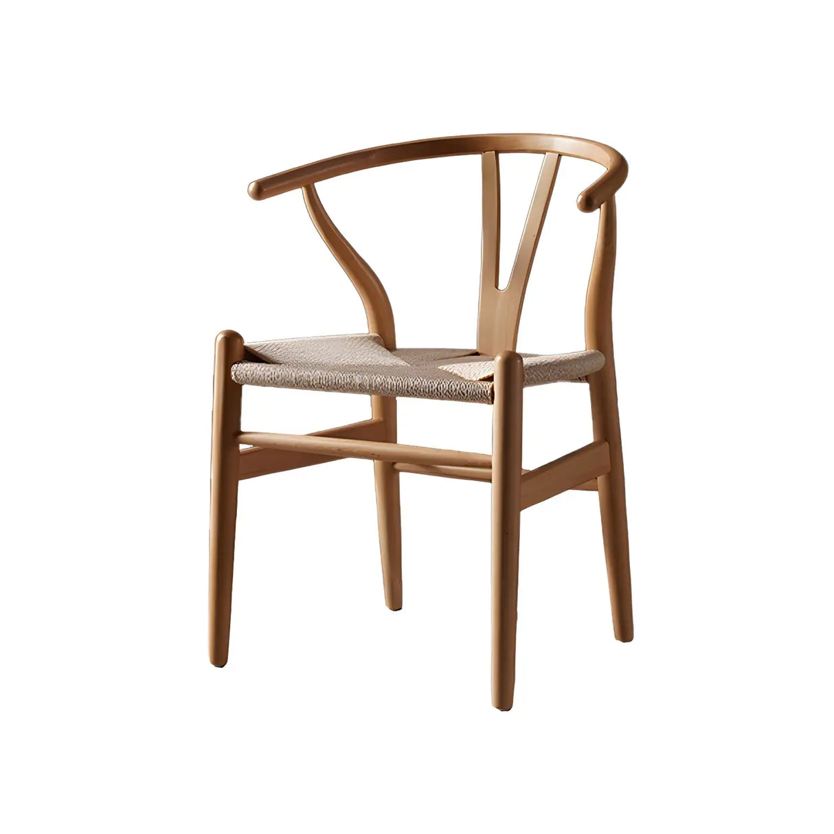 Natural Beech Wood Wishbone Back Dining Arm Chair Image - 9