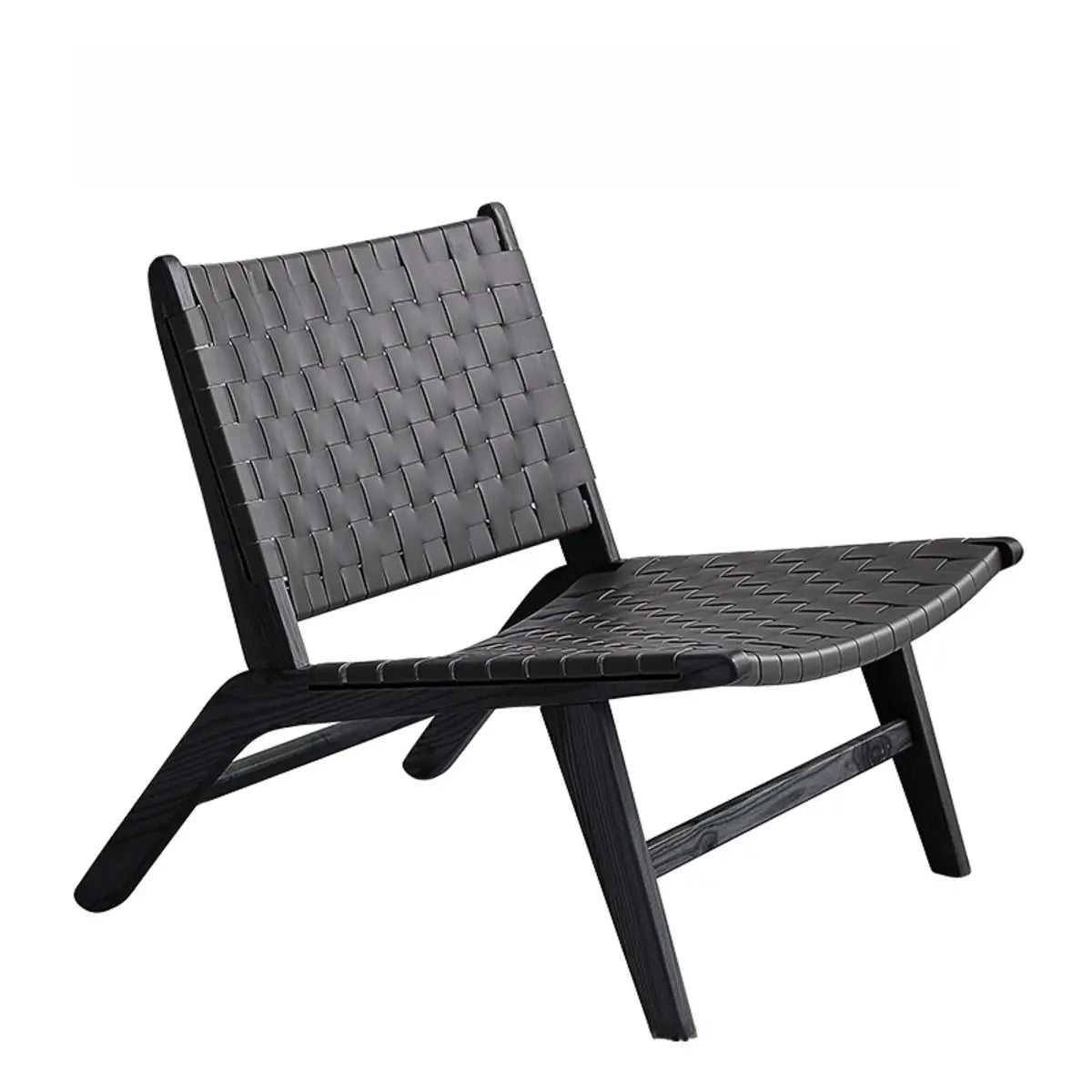 Natural-Brown Saddle Leather Woven Back Side Chair Image - 6