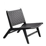 Natural-Brown Saddle Leather Woven Back Side Chair Image - 6