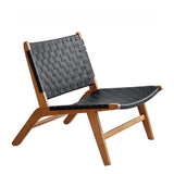 Natural-Brown Saddle Leather Woven Back Side Chair Image - 8