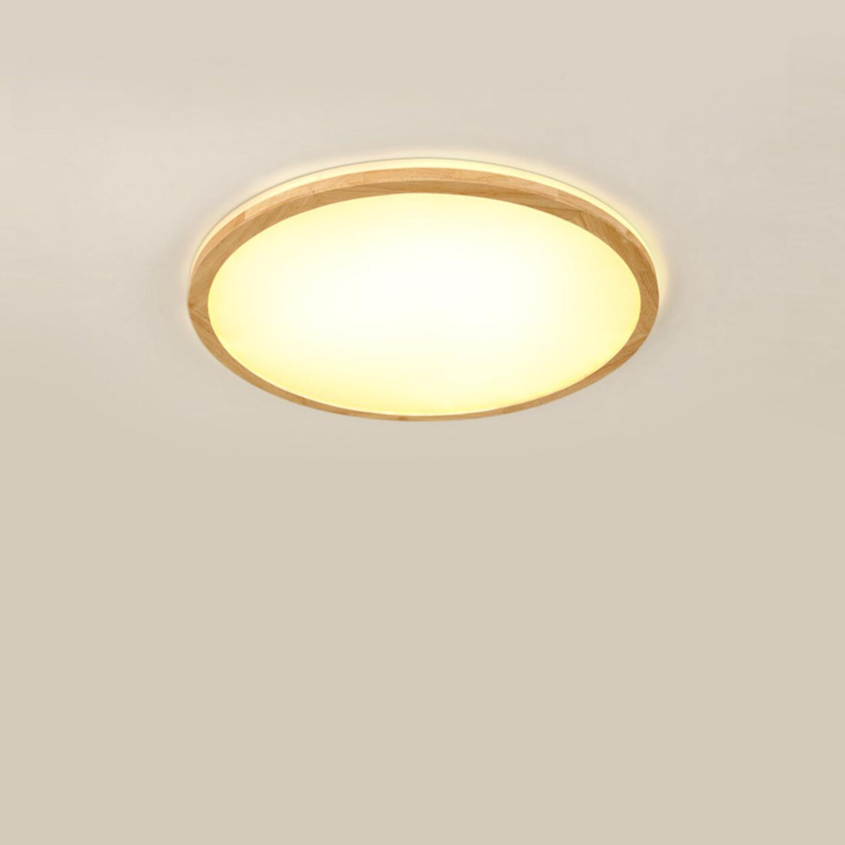Natural Circle Wood LED Ceiling Light Living Room Image - 4