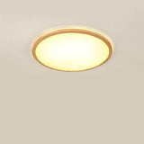 Natural Circle Wood LED Ceiling Light Living Room Image - 4