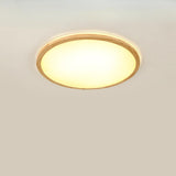 Natural Circle Wood LED Ceiling Light Living Room Image - 7