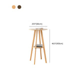 Natural Circular Wooden Bistro Bar Table with Shelf Storage #size