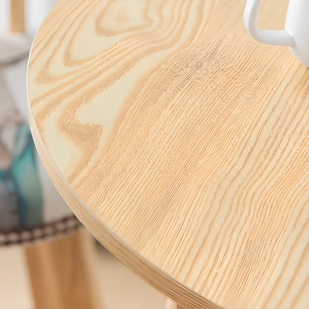 Natural Circular Wooden Bistro Bar Table with Shelf Storage Image - 4