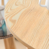 Natural Circular Wooden Bistro Bar Table with Shelf Storage Image - 4